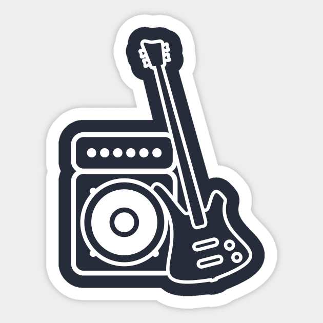 Bass Guitar (White) Sticker by schlag.art